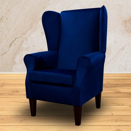 Large High Back Chair in a Monaco Royal Blue Supersoft Velvet Fabric