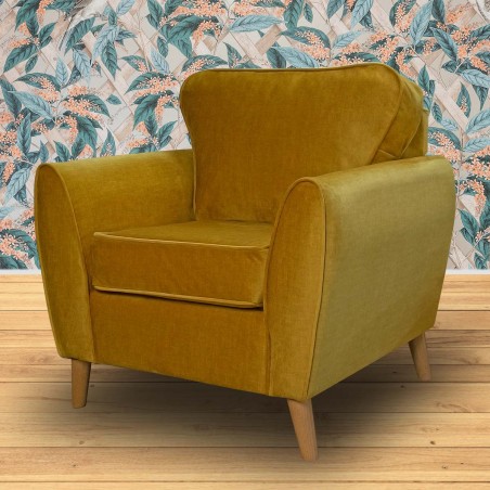 Julia Minimalist Chair in a Malta Gold Deluxe Velvet Fabric