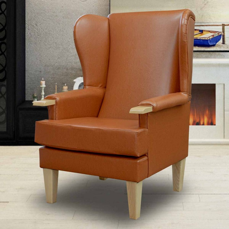 Kensington Orthopaedic Armchair in a Saddle Faux Leather Vinyl  - Hospitality & Care Edition