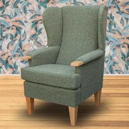 Kensington Orthopaedic Armchair in a Matuu Green Weave Fabric