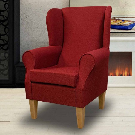 Standard Wingback Fireside Westoe Chair in a Dundee Plain Rouge Fabric