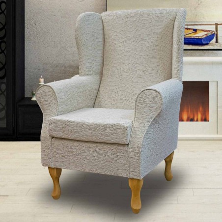 Standard Wingback Fireside Westoe Chair in a Camden Ripple Pearl Fabric