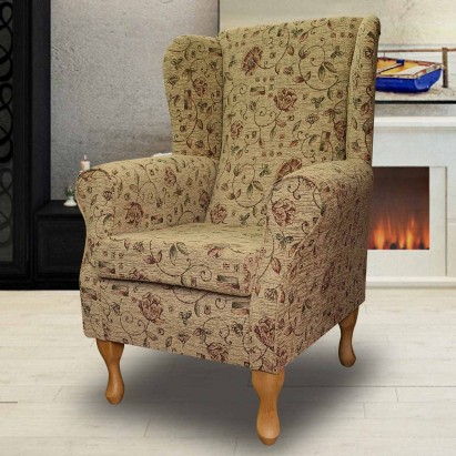 Standard Wingback Fireside Westoe Chair in a Virginia Floral Beige Fabric