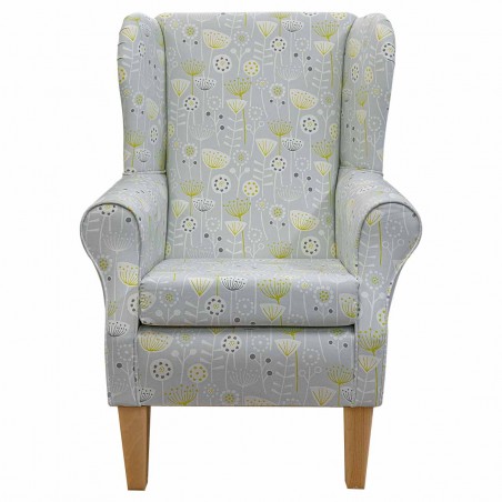 Standard Wingback Fireside Westoe Chair in a Bergen Grey Floral Fabric