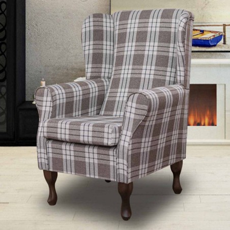 Standard Wingback Fireside Westoe Chair in a Kintyre Chestnut Tartan Fabric