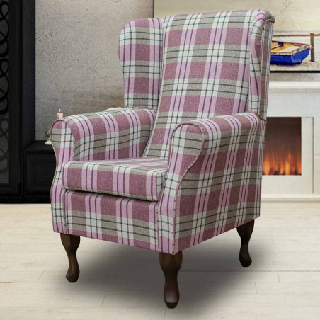 Standard Wingback Fireside Westoe Chair in a Kintyre Heather Tartan Fabric