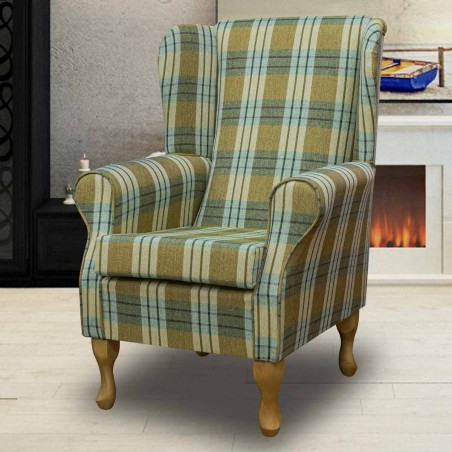 Standard Wingback Fireside Westoe Chair in a Kintyre Pampas Tartan Fabric