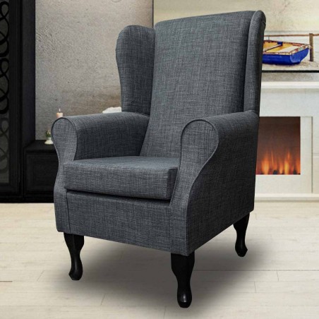 Standard Wingback Fireside Westoe Chair in a Lena Plain Marl Grey Fabric