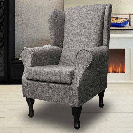 Standard Wingback Fireside Westoe Chair in a Lena Plain Marl Slate Fabric