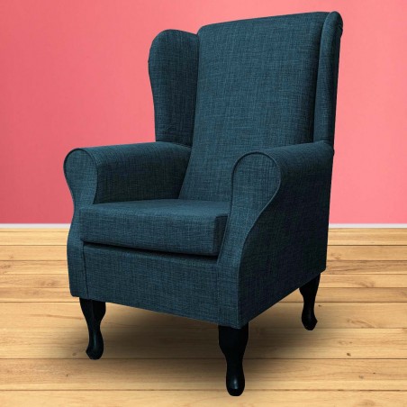 Standard Wingback Fireside Westoe Chair in a Lena Plain Marl Petrol Fabric