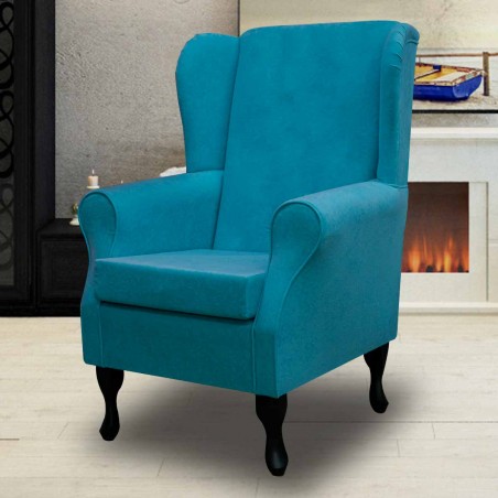 Standard Wingback Fireside Westoe Chair in a Plush Light Blue Fabric