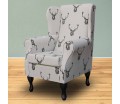 Standard Wingback Fireside Westoe Chair in a Designer Stag Charcoal Fabric