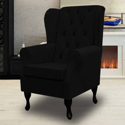 black wingback chair