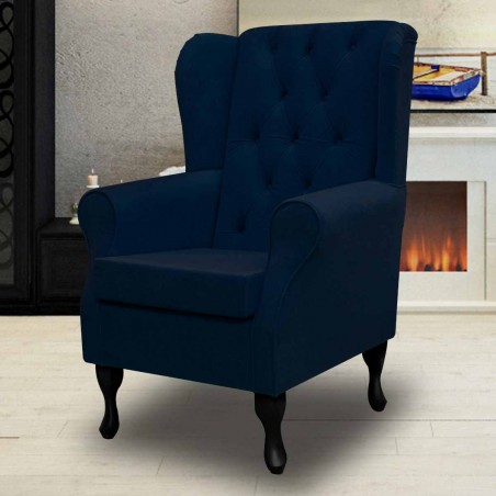 blue wingback chair