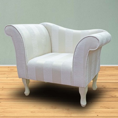 Designer Chaise Chair in a Woburn Oyster Striped Chenille Fabric