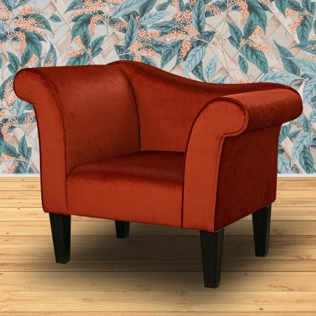 Designer Chaise Chair in a Malta Apricot Deluxe Velvet Fabric