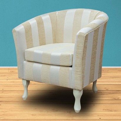 Designer Tub Chair in a Woburn Gold Stripe Fabric