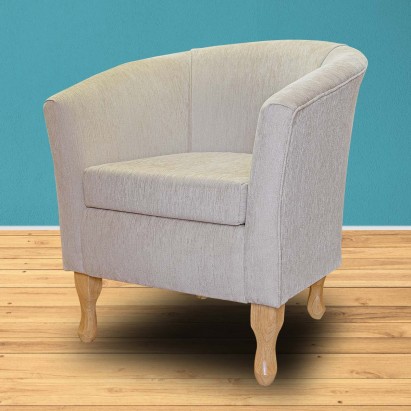 Designer Tub Chair in a Woburn Beige Plain Fabric