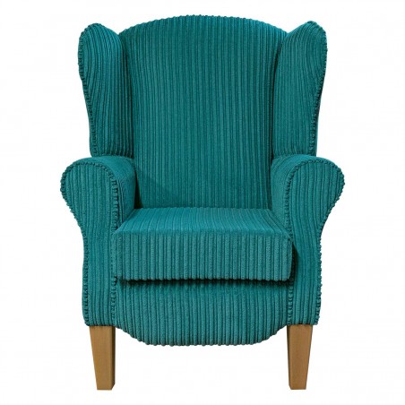 Duchess Wingback Armchair in a Conway Teal Jumbo Cord Fabric