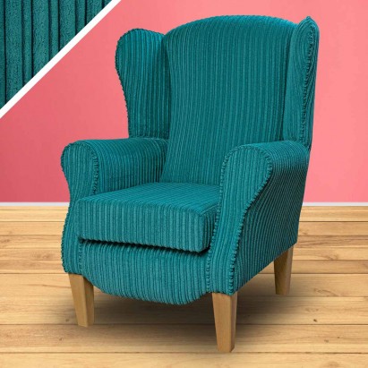 Duchess Wingback Armchair in a Conway Teal Jumbo...