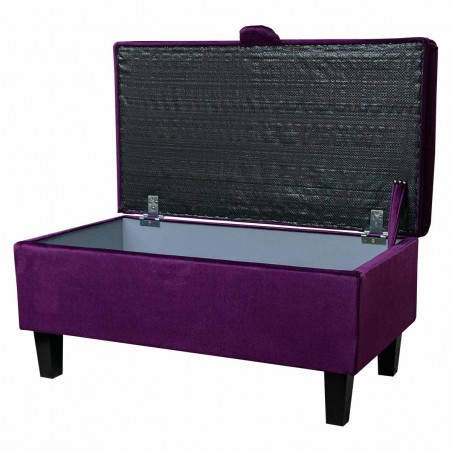 Fluted Storage Footstool Ottoman in Monaco Amethyst Supersoft Velvet Fabric