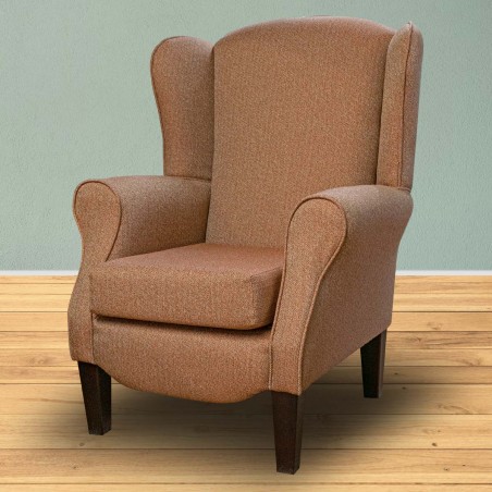 Duchess Wingback Armchair in a Dundee Hopsack Terra Fabric