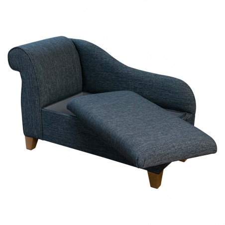 45" Storage Chaise Longue in AquaClean Amble Denim Fabric