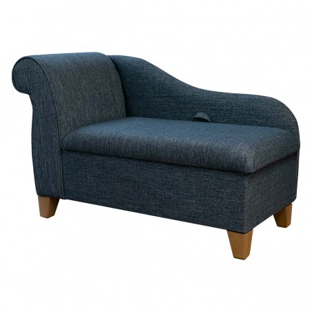 45" Storage Chaise Longue in AquaClean Amble Denim Fabric