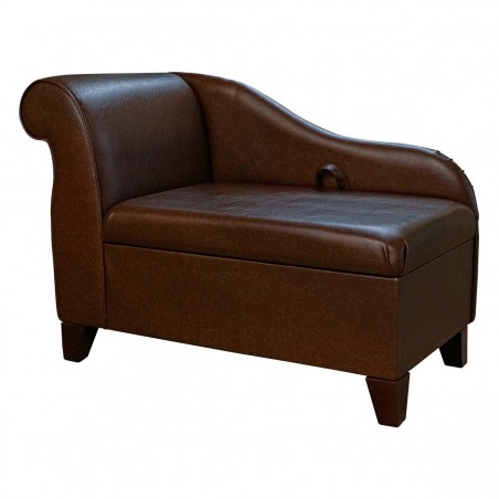 41" Storage Chaise Longue in Denver Chestnut Faux Leather