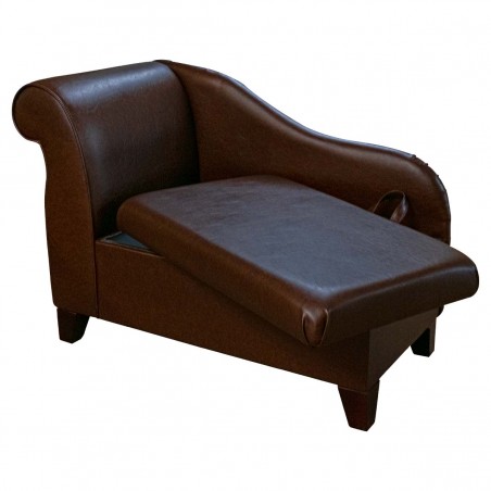 41" Storage Chaise Longue in Denver Chestnut Faux Leather