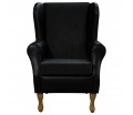 Standard Wingback Fireside Westoe Chair in Topaz Black & Black Vinyl Fabric