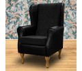 Standard Wingback Fireside Westoe Chair in Topaz Black & Black Vinyl Fabric