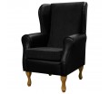 Standard Wingback Fireside Westoe Chair in Topaz Black & Black Vinyl Fabric