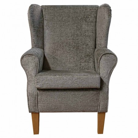 Medium Wingback Fireside Chair in Madrid Truffle Snuggle Fabric