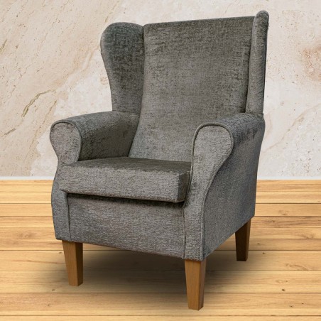 Medium Wingback Fireside Chair in Madrid Truffle Snuggle Fabric