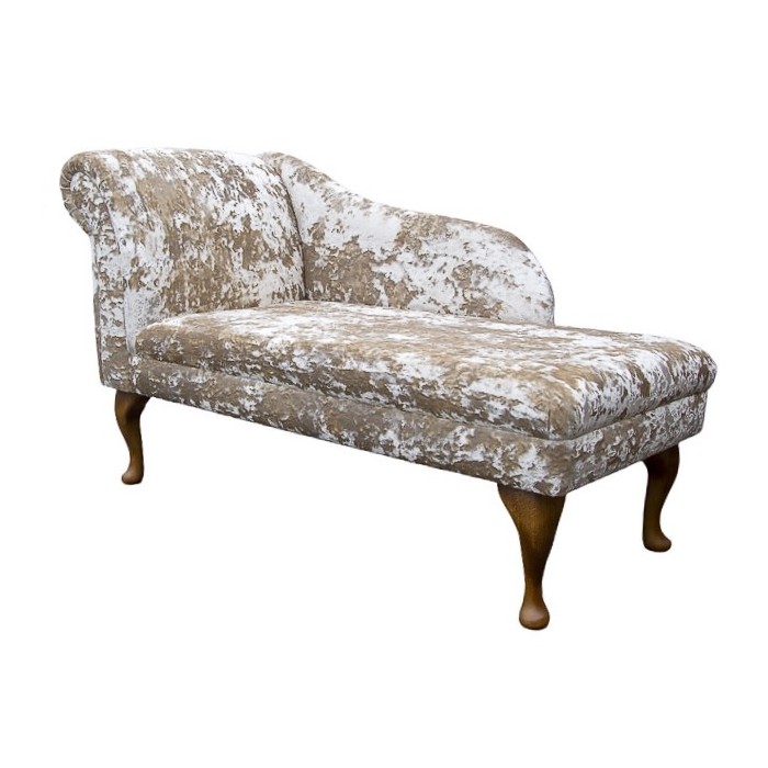 52" Classic Style Chaise Longue in an Elder Lustro Chenille Fabric with hardwood legs - LUS1302