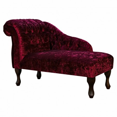 41" Buttoned Mini Chaise Longue in Pastiche Crush Slub Wine Fabric