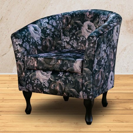 Designer Tub Chair in Prints Vol 1 Blossom Frost Velvet Fabric