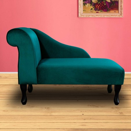 41" Mini Chaise Longue in a Malta Emerald Deluxe Velvet Fabric