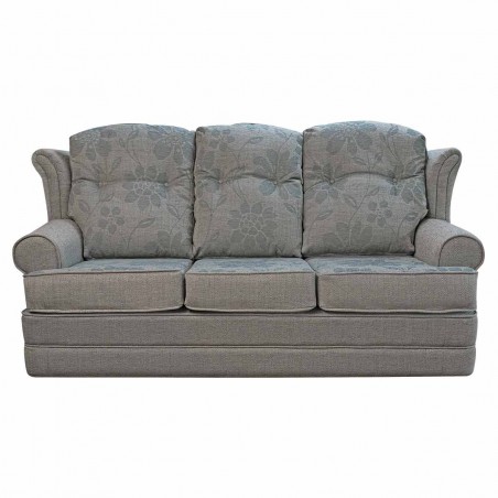 3 Seater Verona Sofa in a Paris Stone Floral Plain Fabric