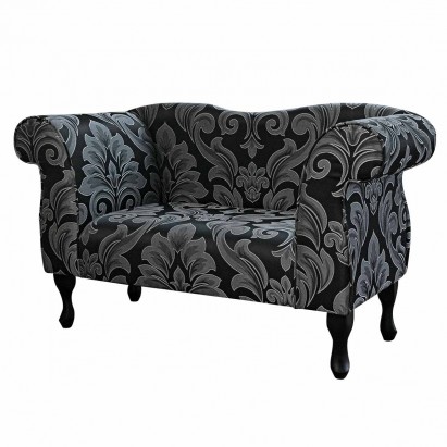 LUXE Small Chaise Sofa in Flatweave Medallion Noir...