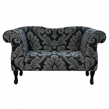 LUXE Small Chaise Sofa in Flatweave Medallion Noir Fabric