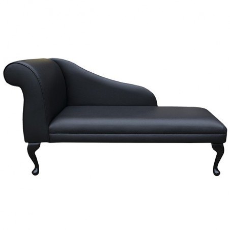 52" Medium Modern Chaise Longue in a Black Faux Leather