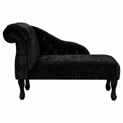 41" Buttoned Mini Chaise Longue in a Pastiche Plain Black Fabric