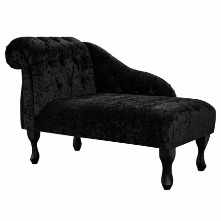 41" Buttoned Mini Chaise Longue in a Pastiche Plain Black Fabric