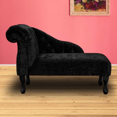black chaise lounge with buttons