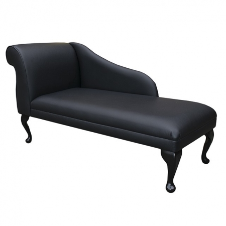 52" New Style Chaise Longue in a Black Faux Leather