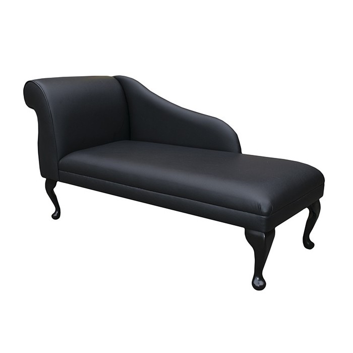 52" New Style Chaise Longue in a Black Faux Leather