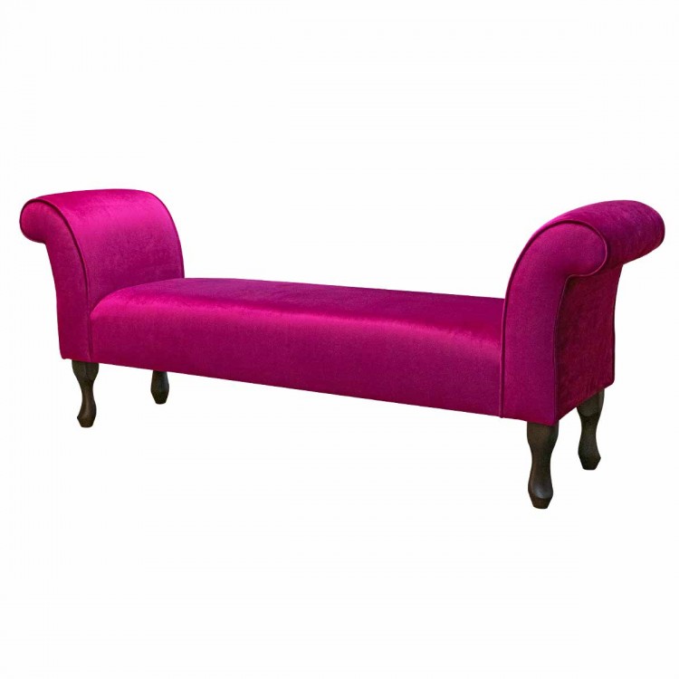 64" Large Window Seat Settle in a Monaco Boysenberry Supersoft Velvet Fabric