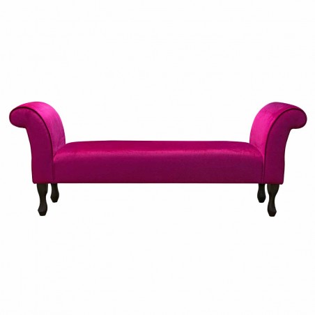 64" Large Window Seat Settle in a Monaco Boysenberry Supersoft Velvet Fabric